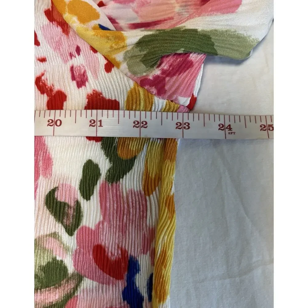 Floral And Ivy Floral Gathered V-neckline Colorful Flowy Babydoll Top Size 2X - Picture 9 of 10